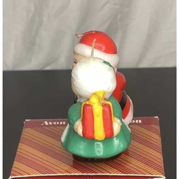 Vintage Avon Exchanging Gifts Candle 3.25" Santa & Mrs Claus w/ Box Double-Wick - Picture 2 of 8